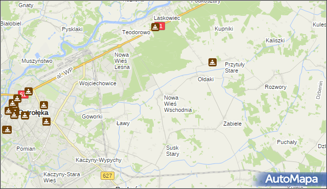 mapa Nowa Wieś Wschodnia, Nowa Wieś Wschodnia na mapie Targeo