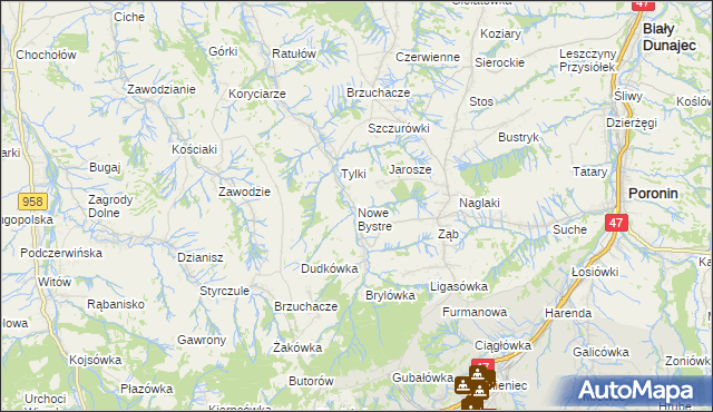 mapa Nowe Bystre, Nowe Bystre na mapie Targeo