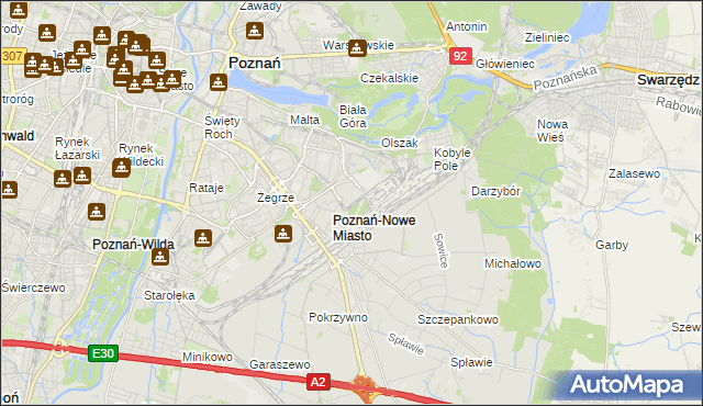 mapa Nowe Miasto gmina Poznań, Nowe Miasto gmina Poznań na mapie Targeo