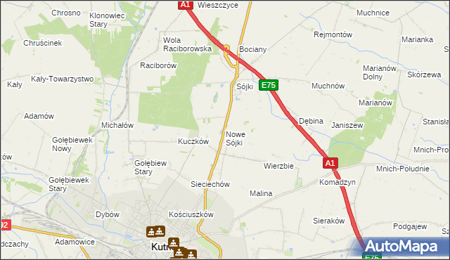 mapa Nowe Sójki, Nowe Sójki na mapie Targeo