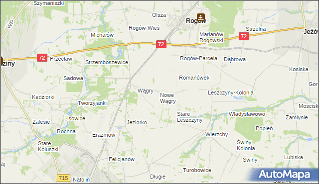 mapa Nowe Wągry, Nowe Wągry na mapie Targeo