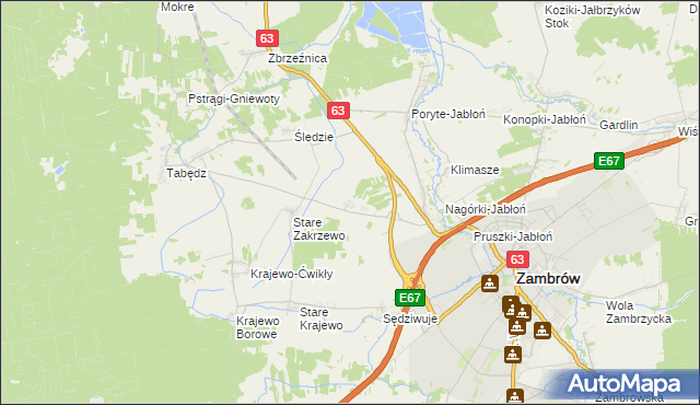 mapa Nowe Zakrzewo, Nowe Zakrzewo na mapie Targeo