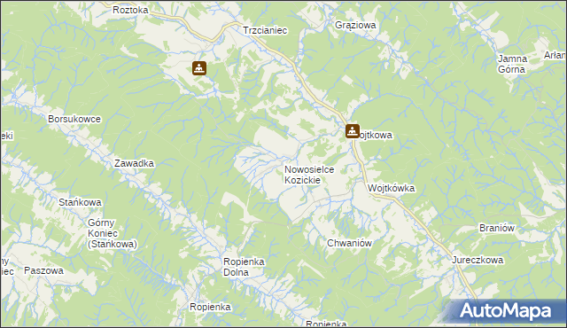 mapa Nowosielce Kozickie, Nowosielce Kozickie na mapie Targeo