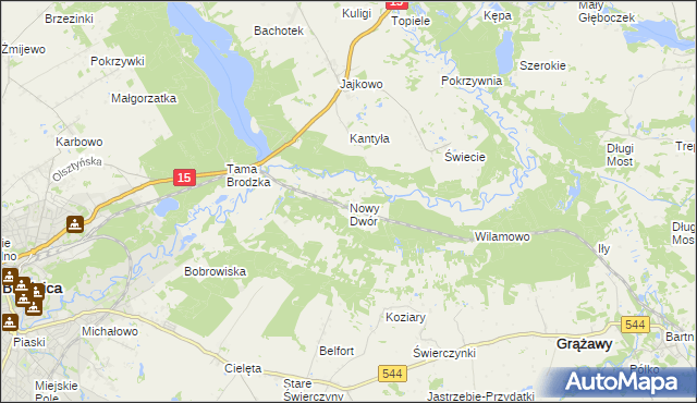 mapa Nowy Dwór gmina Brodnica, Nowy Dwór gmina Brodnica na mapie Targeo