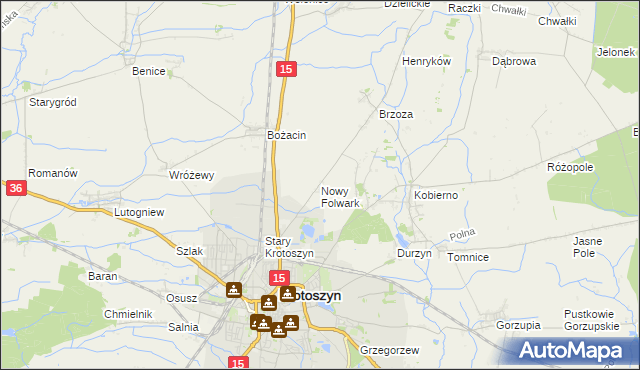 mapa Nowy Folwark gmina Krotoszyn, Nowy Folwark gmina Krotoszyn na mapie Targeo