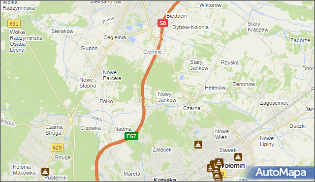 mapa Nowy Janków, Nowy Janków na mapie Targeo