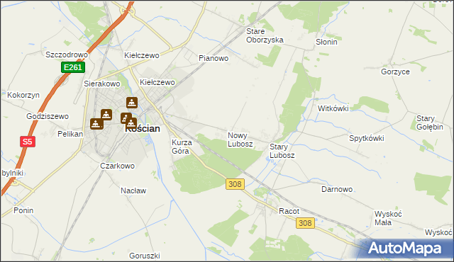 mapa Nowy Lubosz, Nowy Lubosz na mapie Targeo