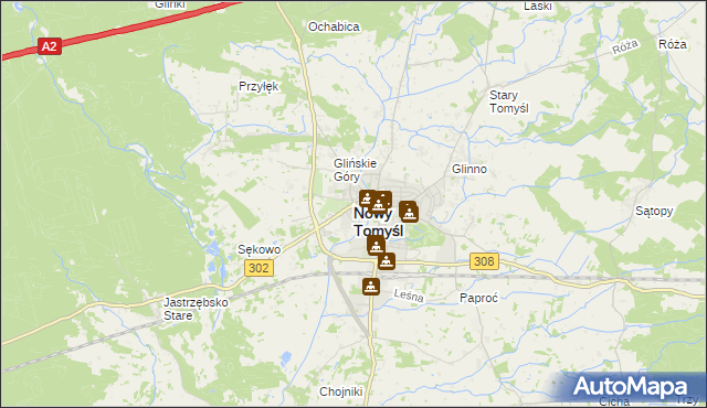 mapa Nowy Tomyśl, Nowy Tomyśl na mapie Targeo