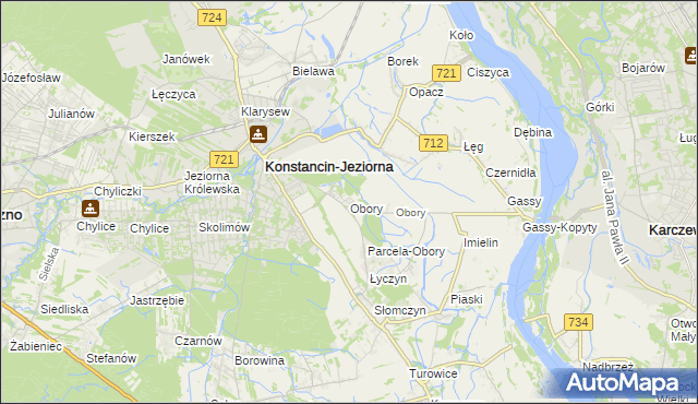 mapa Obory gmina Konstancin-Jeziorna, Obory gmina Konstancin-Jeziorna na mapie Targeo