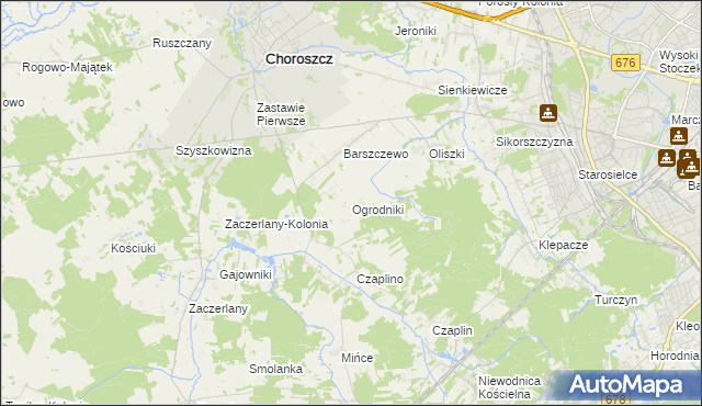 mapa Ogrodniki gmina Choroszcz, Ogrodniki gmina Choroszcz na mapie Targeo