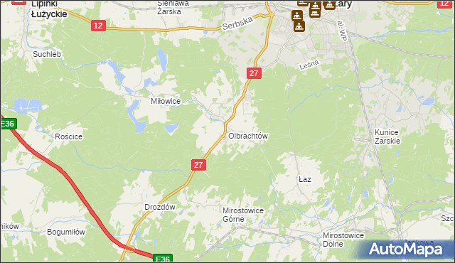 mapa Olbrachtów, Olbrachtów na mapie Targeo