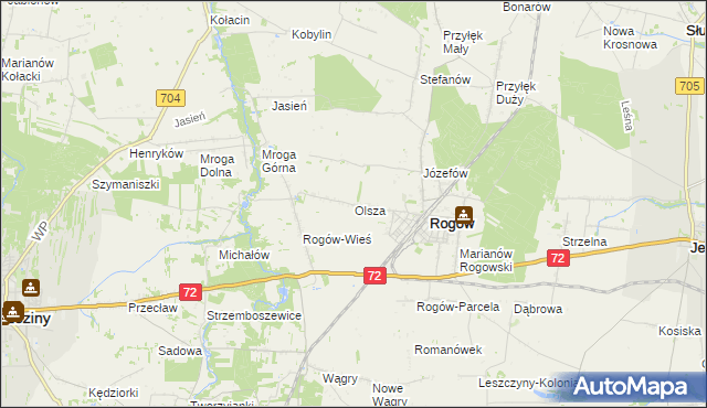 mapa Olsza gmina Rogów, Olsza gmina Rogów na mapie Targeo