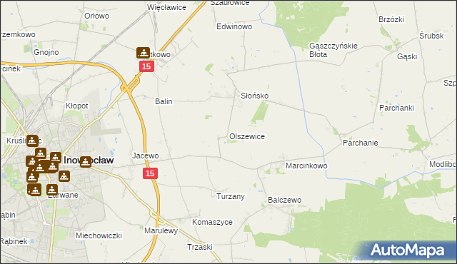 mapa Olszewice gmina Inowrocław, Olszewice gmina Inowrocław na mapie Targeo