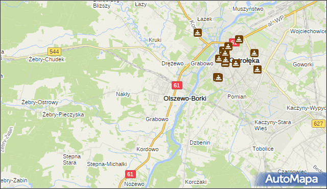 mapa Olszewo-Borki, Olszewo-Borki na mapie Targeo