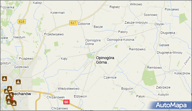 mapa Opinogóra Górna, Opinogóra Górna na mapie Targeo