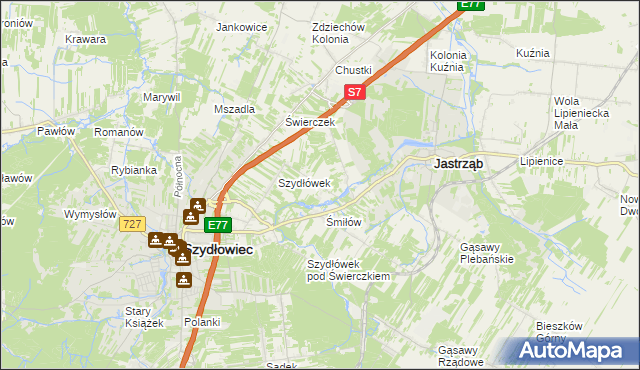 mapa Orłów gmina Jastrząb, Orłów gmina Jastrząb na mapie Targeo