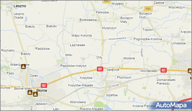 mapa Orły gmina Ożarów Mazowiecki, Orły gmina Ożarów Mazowiecki na mapie Targeo
