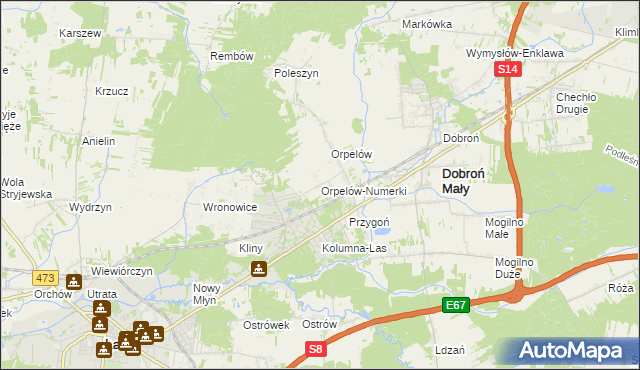 mapa Orpelów-Numerki, Orpelów-Numerki na mapie Targeo