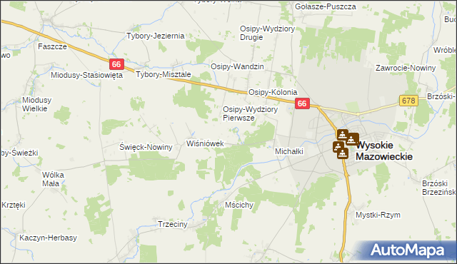 mapa Osipy-Zakrzewizna, Osipy-Zakrzewizna na mapie Targeo