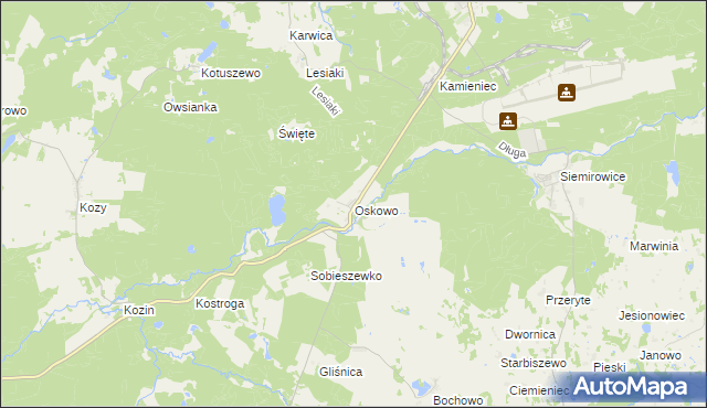 mapa Oskowo, Oskowo na mapie Targeo