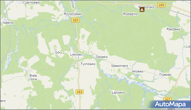 mapa Osówko gmina Tychowo, Osówko gmina Tychowo na mapie Targeo