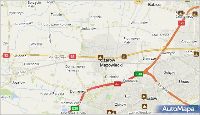 mapa Ożarów Mazowiecki, Ożarów Mazowiecki na mapie Targeo