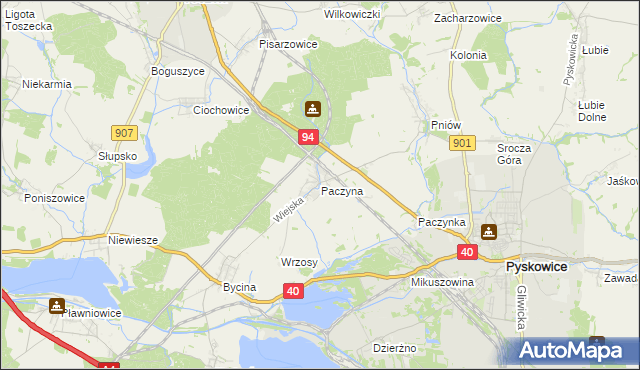 mapa Paczyna, Paczyna na mapie Targeo