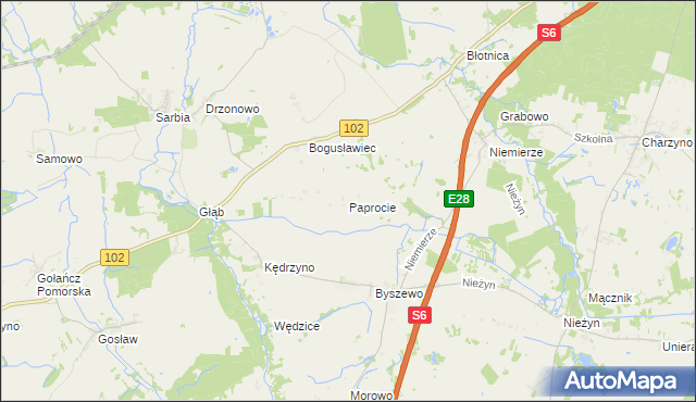 mapa Paprocie, Paprocie na mapie Targeo