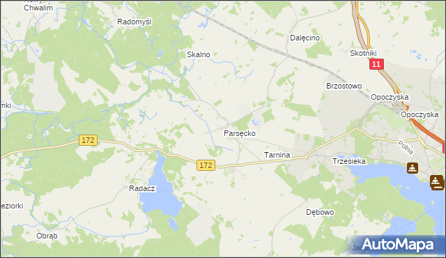 mapa Parsęcko, Parsęcko na mapie Targeo