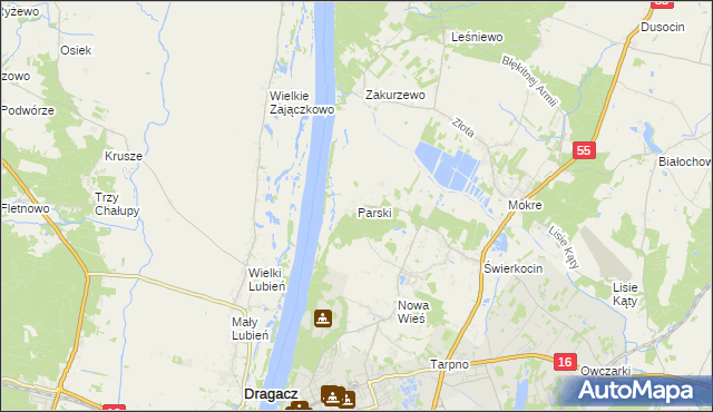mapa Parski gmina Grudziądz, Parski gmina Grudziądz na mapie Targeo