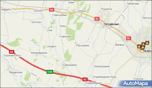 mapa Paruszewo, Paruszewo na mapie Targeo