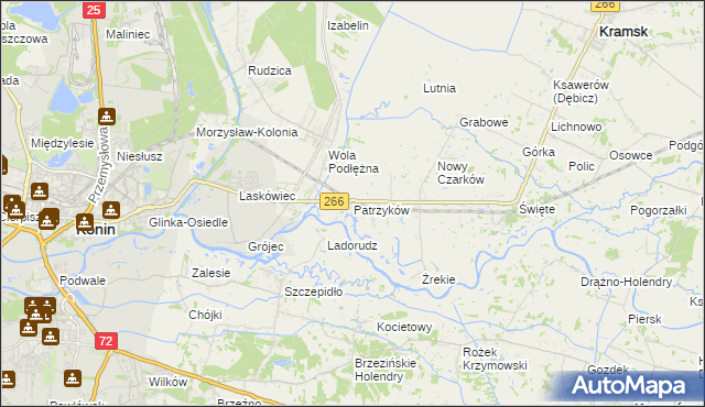 mapa Patrzyków gmina Kramsk, Patrzyków gmina Kramsk na mapie Targeo