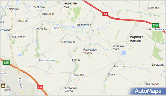 mapa Pawłowice Wielkie, Pawłowice Wielkie na mapie Targeo