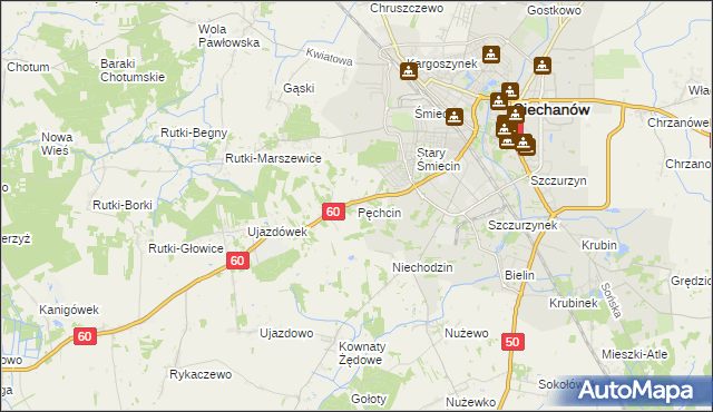 mapa Pęchcin, Pęchcin na mapie Targeo