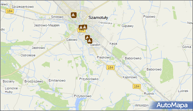 mapa Piaskowo gmina Szamotuły, Piaskowo gmina Szamotuły na mapie Targeo