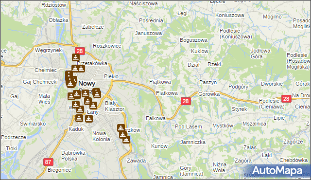 mapa Piątkowa gmina Chełmiec, Piątkowa gmina Chełmiec na mapie Targeo