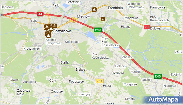 mapa Piła Kościelecka, Piła Kościelecka na mapie Targeo