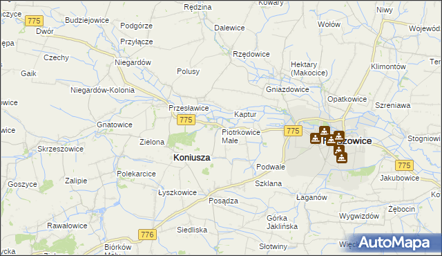 mapa Piotrkowice Małe, Piotrkowice Małe na mapie Targeo