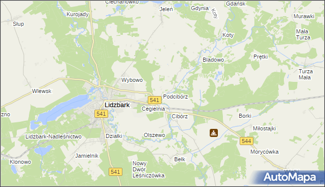 mapa Podcibórz, Podcibórz na mapie Targeo