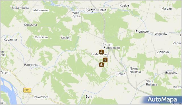 mapa Podebłocie, Podebłocie na mapie Targeo