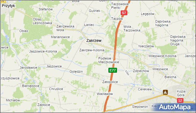 mapa Podlesie Mleczkowskie, Podlesie Mleczkowskie na mapie Targeo