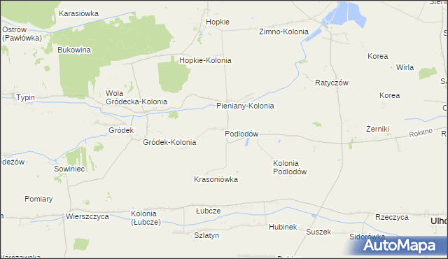 mapa Podlodów gmina Łaszczów, Podlodów gmina Łaszczów na mapie Targeo
