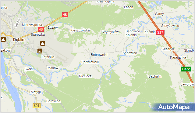 mapa Podwierzbie gmina Ryki, Podwierzbie gmina Ryki na mapie Targeo