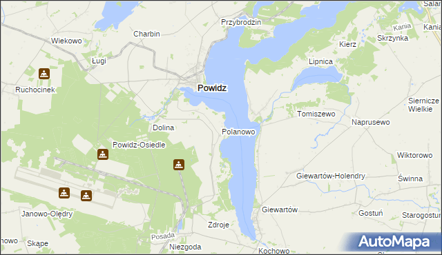 mapa Polanowo gmina Powidz, Polanowo gmina Powidz na mapie Targeo