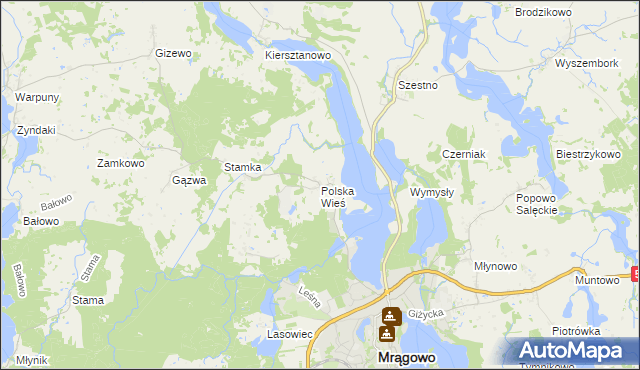 mapa Polska Wieś gmina Mrągowo, Polska Wieś gmina Mrągowo na mapie Targeo