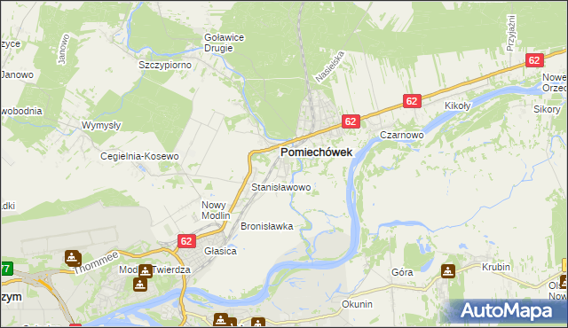 mapa Pomiechowo, Pomiechowo na mapie Targeo