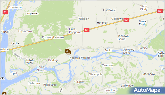 mapa Popowo Kościelne gmina Somianka, Popowo Kościelne gmina Somianka na mapie Targeo