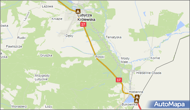 mapa Potoki gmina Lubycza Królewska, Potoki gmina Lubycza Królewska na mapie Targeo