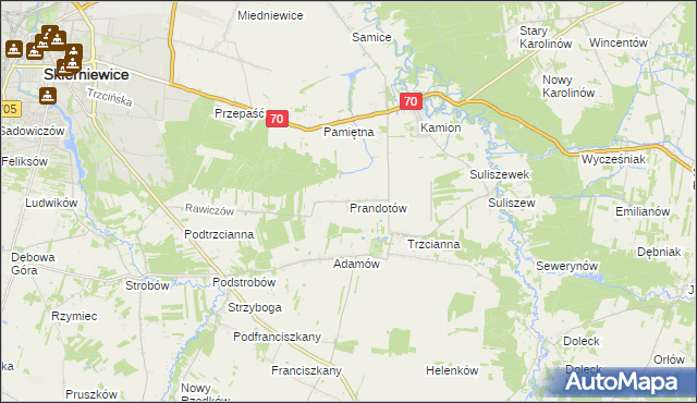 mapa Prandotów, Prandotów na mapie Targeo