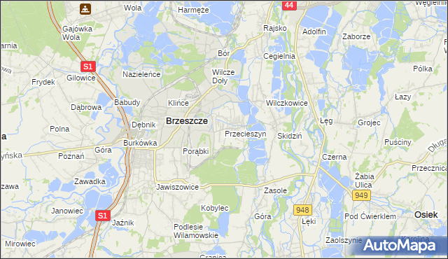 mapa Przecieszyn, Przecieszyn na mapie Targeo